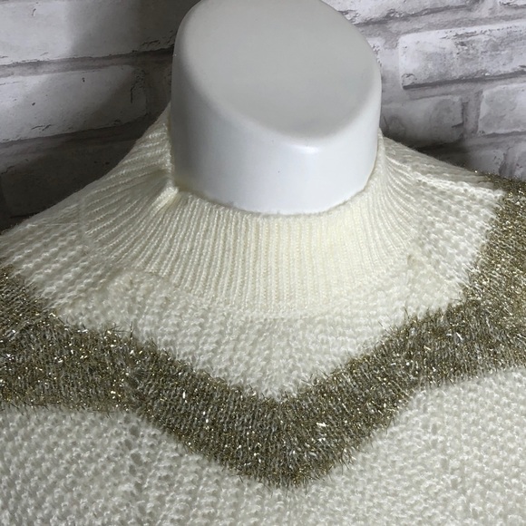 Planet Gold off white, gold knit sweater NWT large - Picture 7 of 9